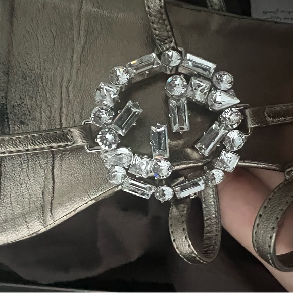 Gucci metallic and crystal monogram embellished sandals with box and dustbag - Picture 7 of 9